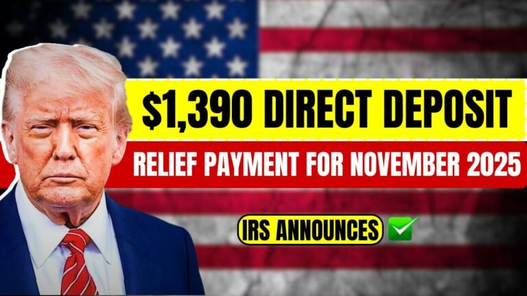 IRS Announces $1,390 Direct Deposit Relief Payment For November 2025